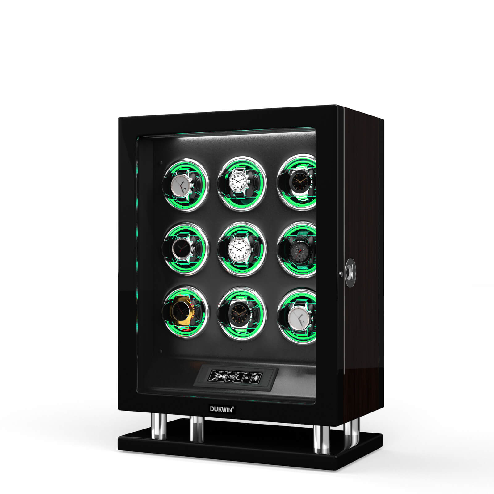 Special Edition- 9 Watch Winder with Upgraded Fingerprint UnLock RGB Light Large Watch Box
