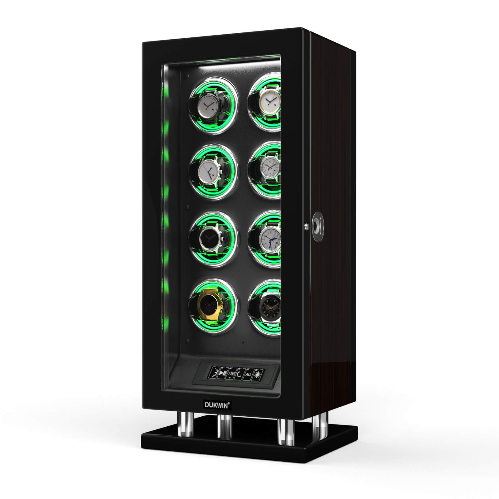 Édition spéciale - Remontoir de 8 montres avec entrée d'empreintes digitales, lumière RVB, télécommande LCD