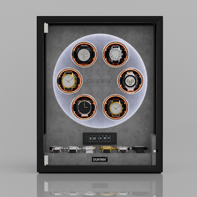 VIRTUOSO – Premium 6 Watch Winder with Fingerprint Lock & Extra Storage - Grey