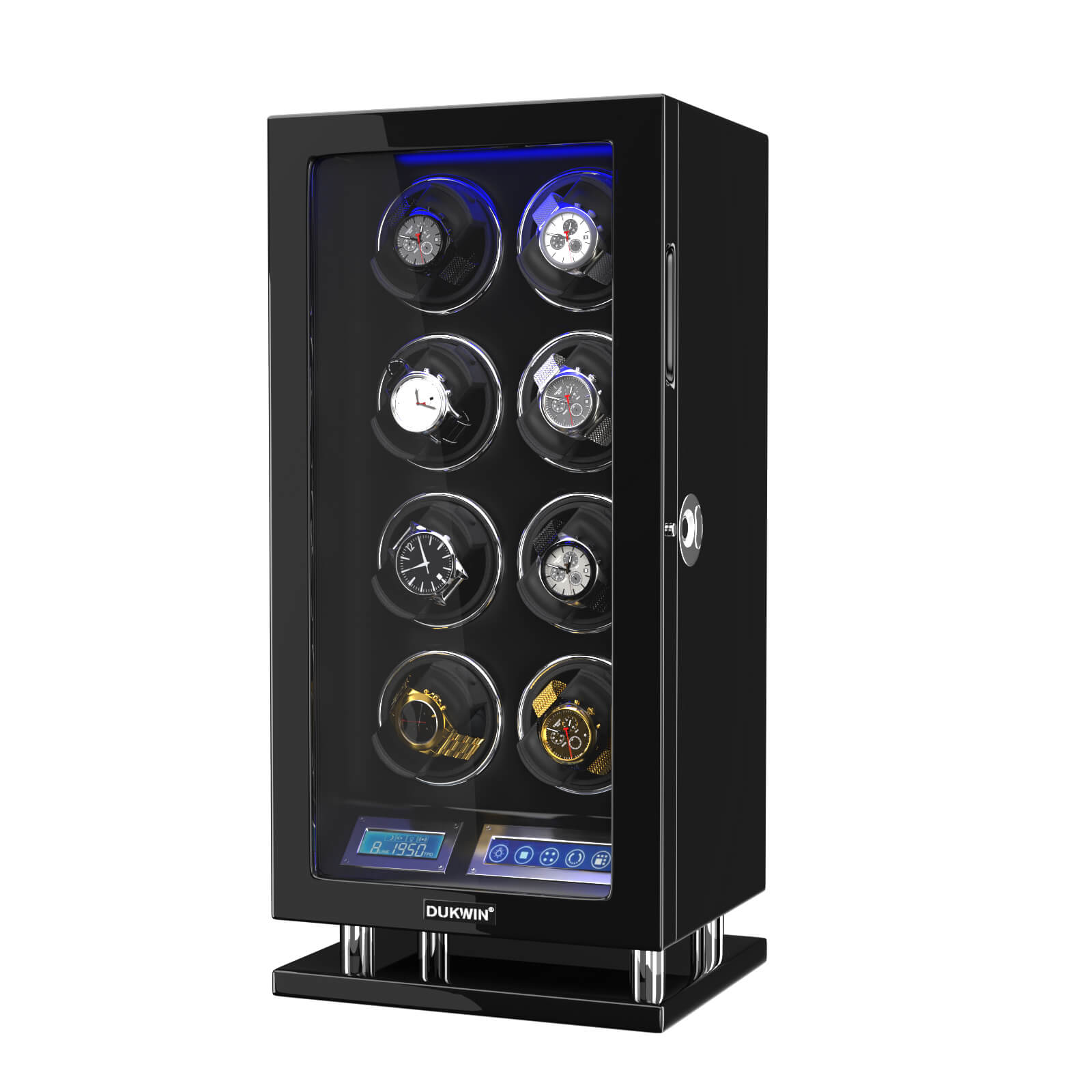 8 Watch Winder with Fingerprint LCD Remote Control Mabuchi Motors Watch Rotator