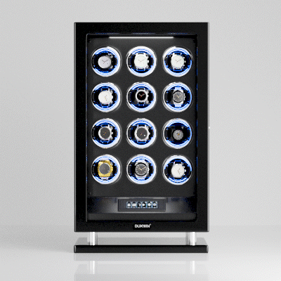 Special Edition- 12 Watch Winder with Fingerprint Unlock RGB Light LCD Touchscreen Remote Large Watch Box
