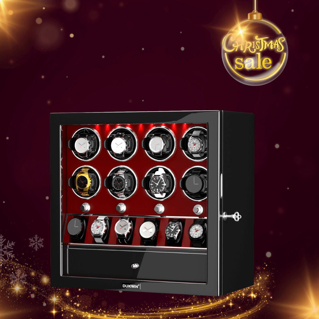 8 caricaorologi con custodia organizer per 6 orologi con rotazione automatica - rosso