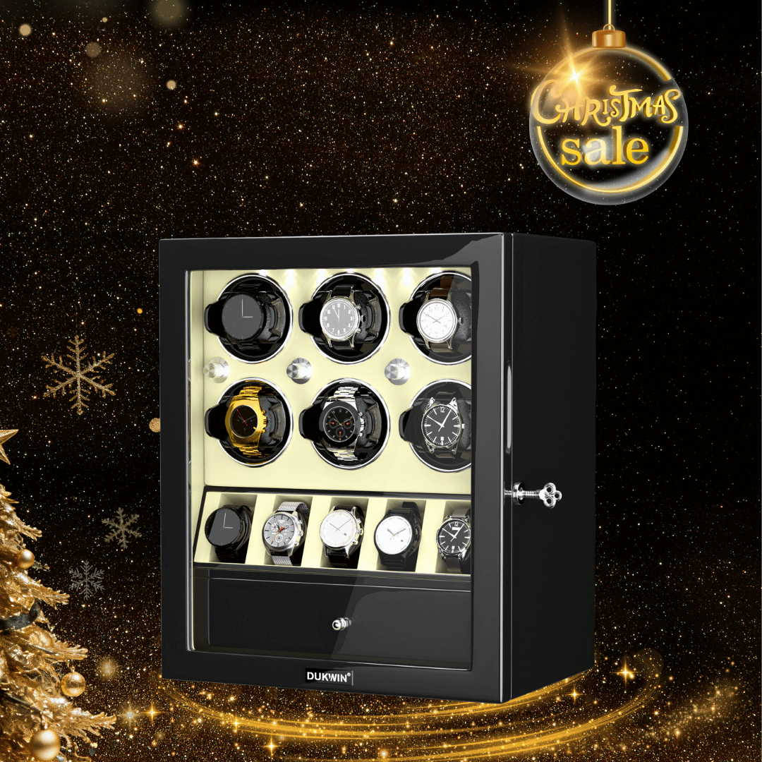 Classic 6 Watch Winders for Automatic Watches with 5 Watches Display Organizer - Off White