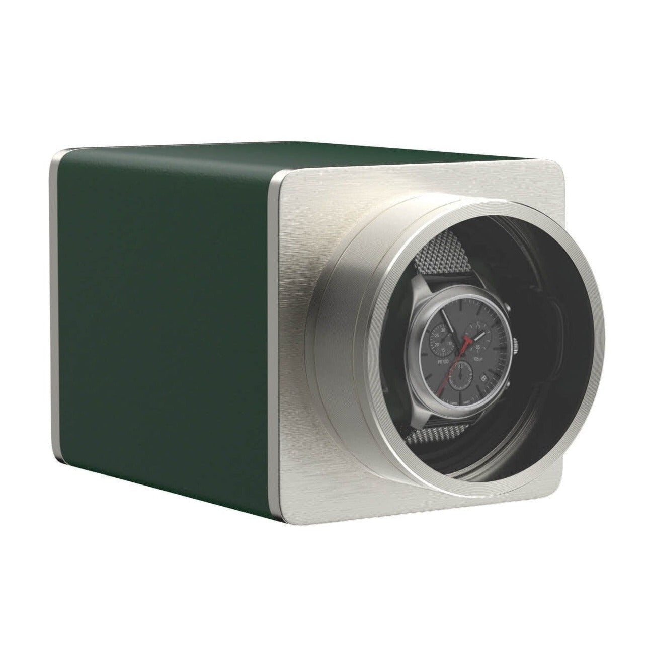 Single Watch Winder for Automatic Watches Vegan Leather Quiet Mabuchi Motors for Travel- Hulk Green