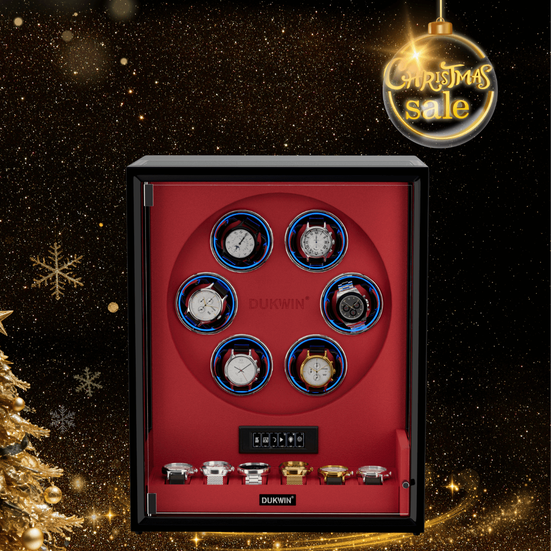 VIRTUOSO – Premium 6 Watch Winder with Fingerprint Lock & Extra Storage - Red