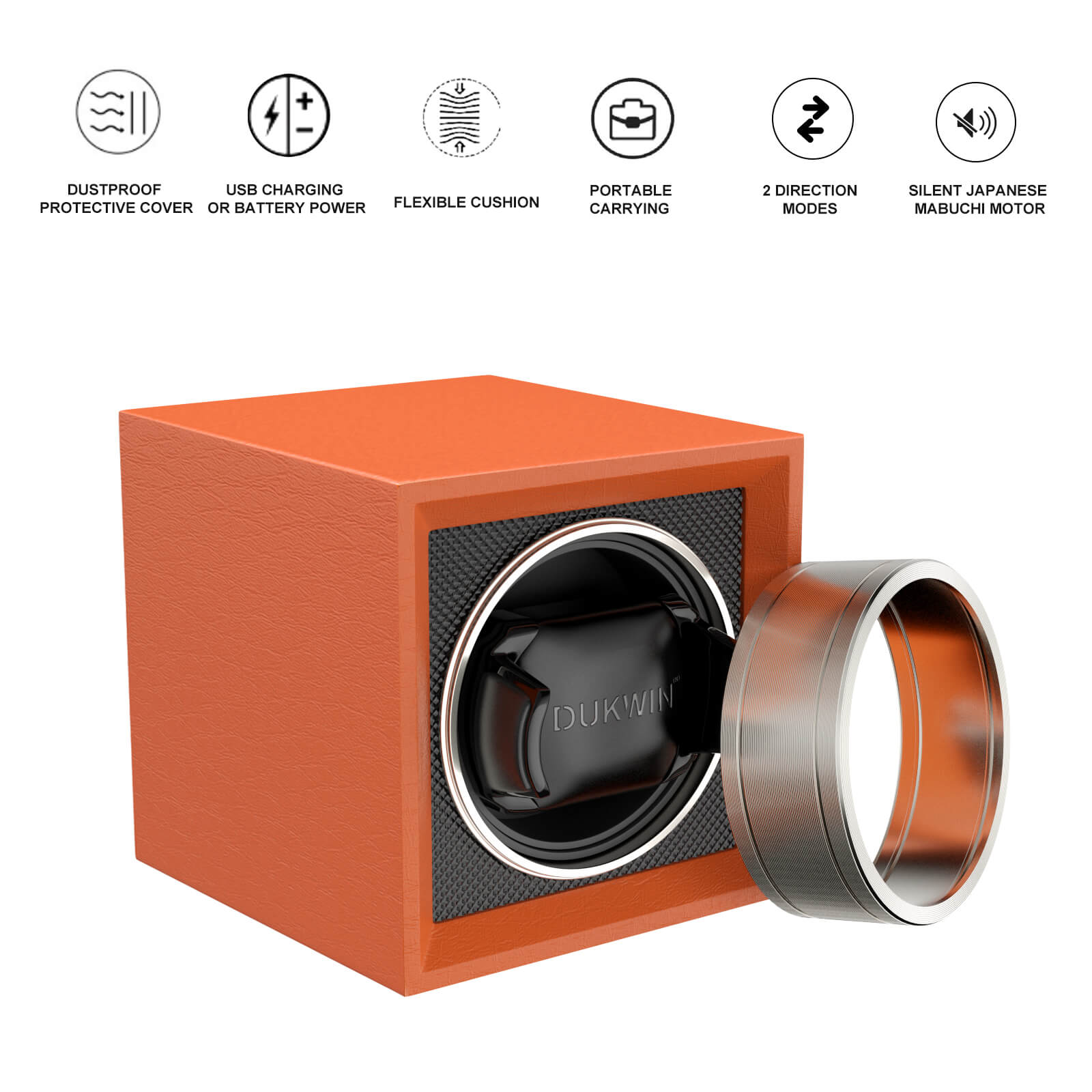 Single Watch Winder for Automatic Watches - Flame Orange
