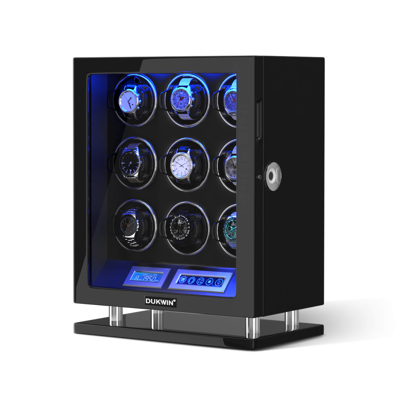 9 Watch Winder Fingerprint Switch Ultra Quiet Motors Large Watch Automatic Rotator