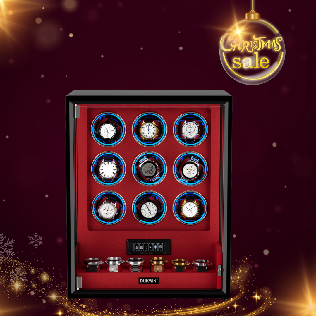 Blocco delle impronte digitali 3 avvolgitori per orologi con telecomando LCD per riporre altri 4 orologi - nero