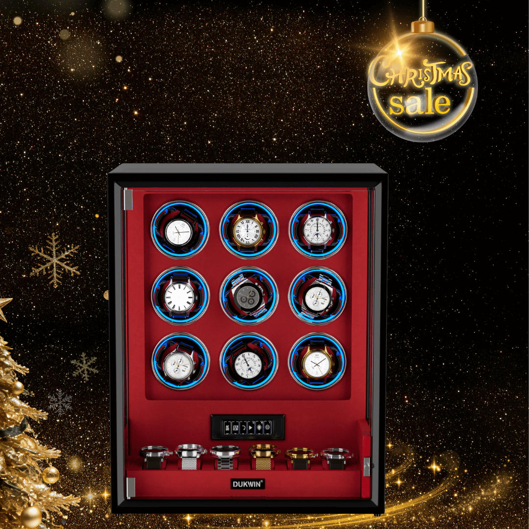 VIRTUOSO – Premium 9 Watch Winder with Fingerprint Lock & Extra Storage - Red