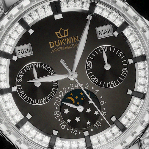 Midnight Eclipse – 106 Zirconia Automatic Mechanical Moonphase with Moonphase