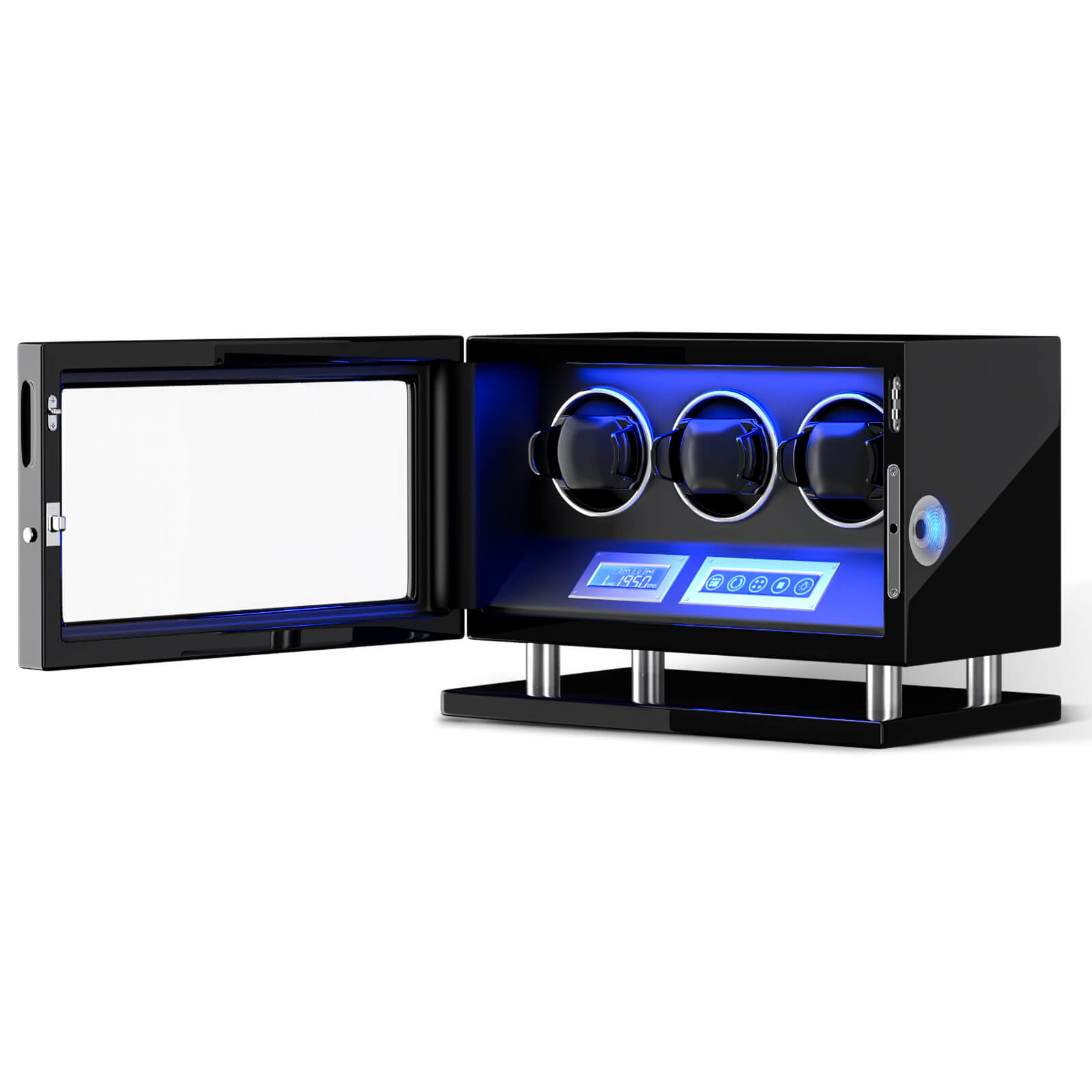 3 Watch Winders with Fingerprint LCD Remote Control Quiet Mabuchi Motors