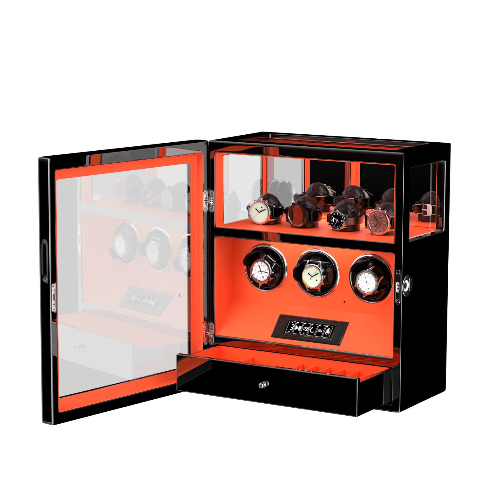 3 Watch Winders with 4 Watch Holders with Fingerprint Lock - Patented Design