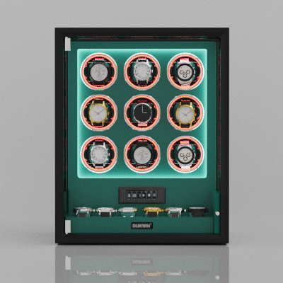 Verrouillage D'empreinte Digitale 3 Remontoirs De Montres Avec Télécommande LCD De Stockage Supplémentaire De 4 Montres - Noir