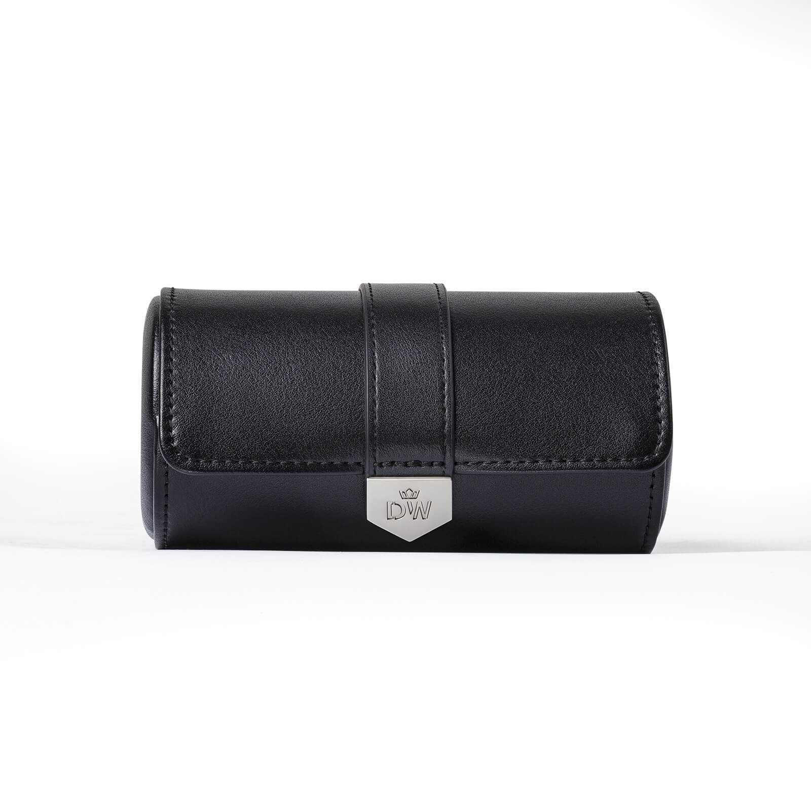 Vegan Leather Double Watch Roll Travel Case - Black