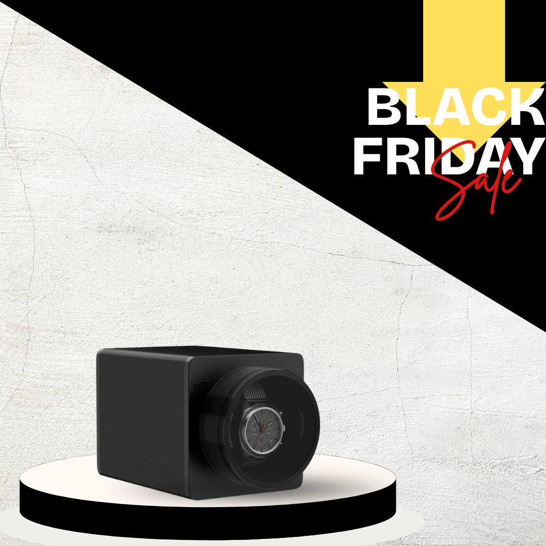 Single Watch Winder for Automatic Watches Vegan Leather Quiet Mabuchi Motors for Travel- Midnight Black