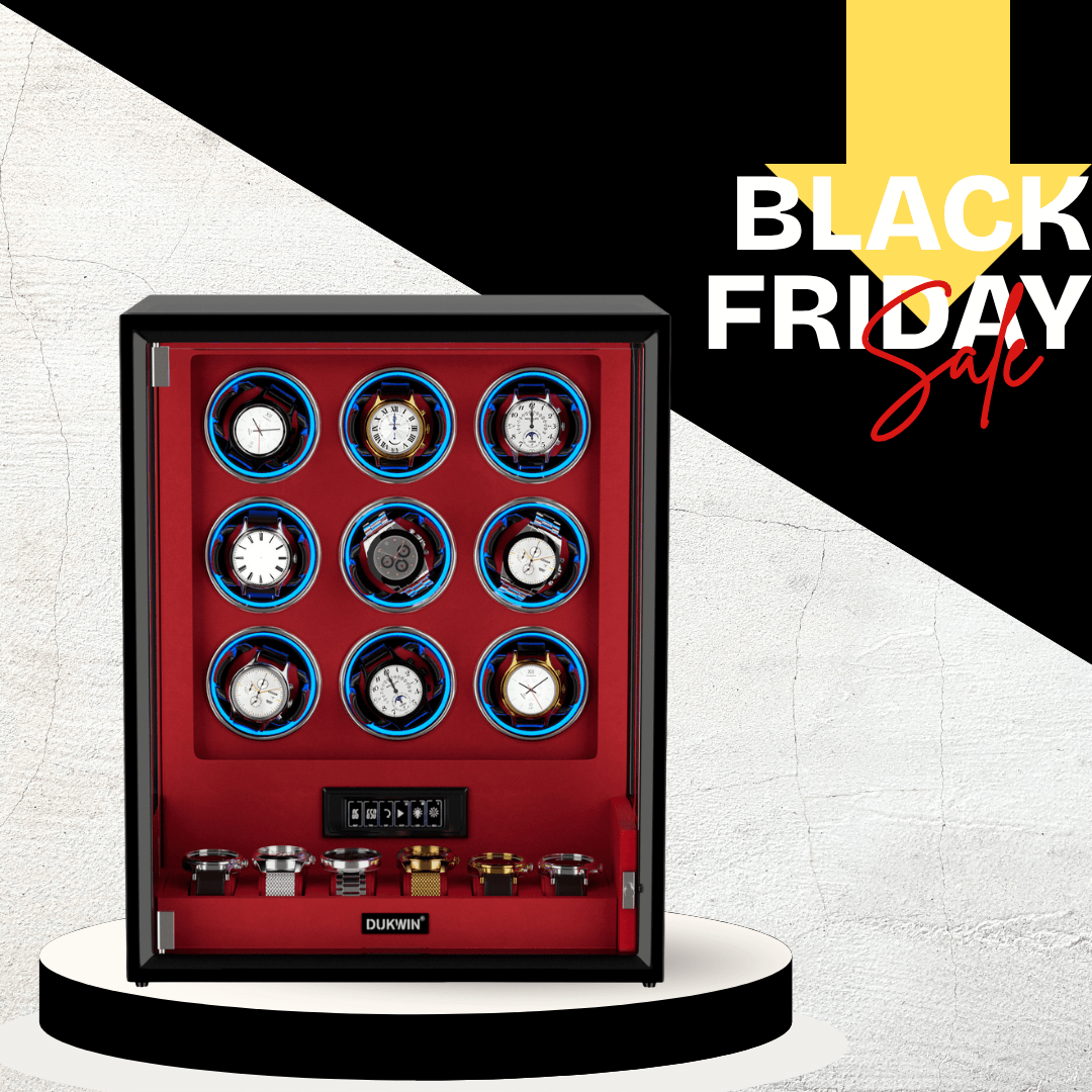 VIRTUOSO – Premium 9 Watch Winder with Fingerprint Lock & Extra Storage - Red