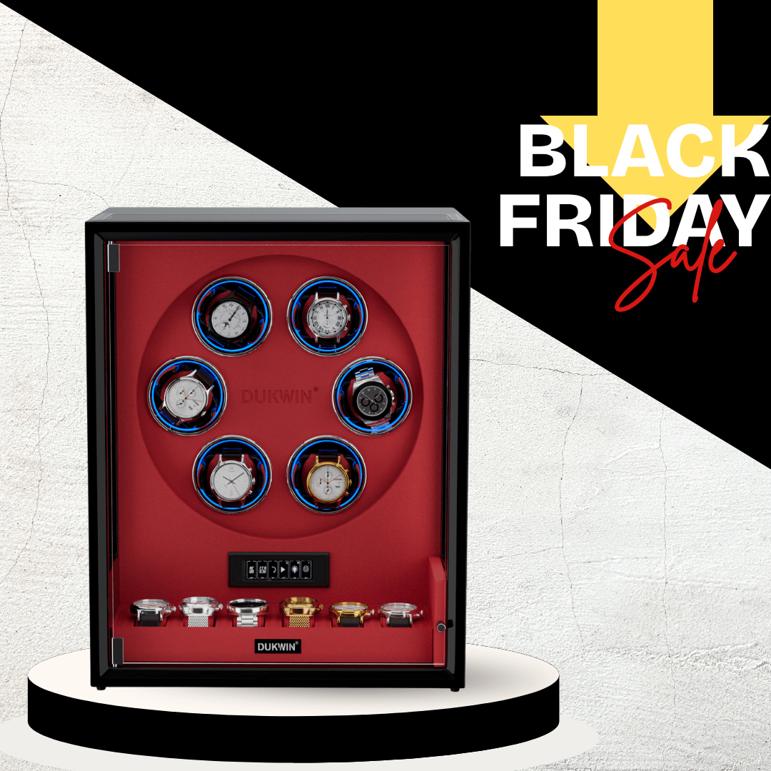 VIRTUOSO – Premium 6 Watch Winder with Fingerprint Lock & Extra Storage - Red