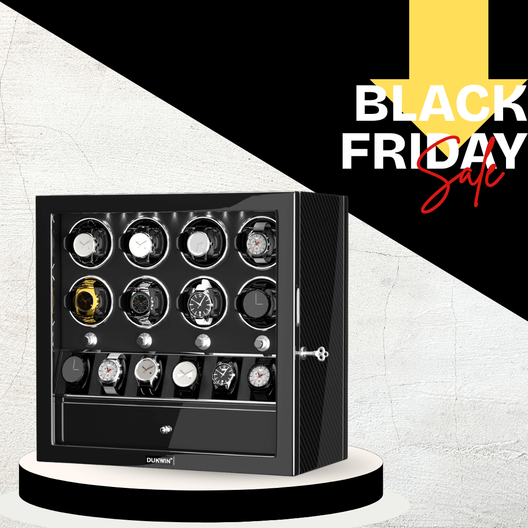 8 Watch Winders for Automatic Watches with 6 Storage Organizer Case - Carbon Fiber