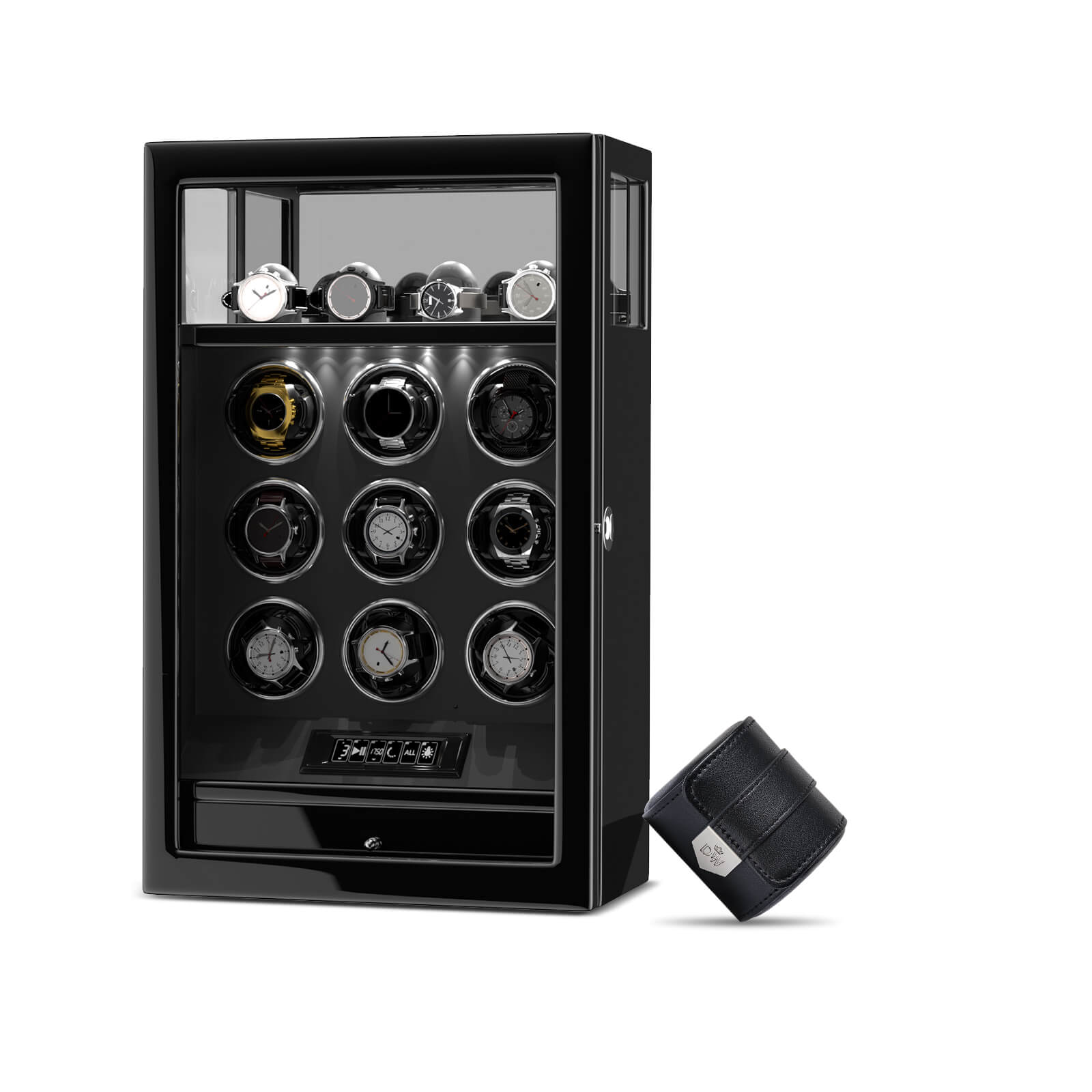 Remontoir 6 + 6 montres avec rangements supplémentaires Aurora Blue Light