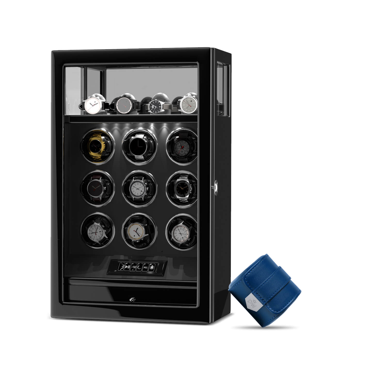 Remontoir 6 + 6 montres avec rangements supplémentaires Aurora Blue Light