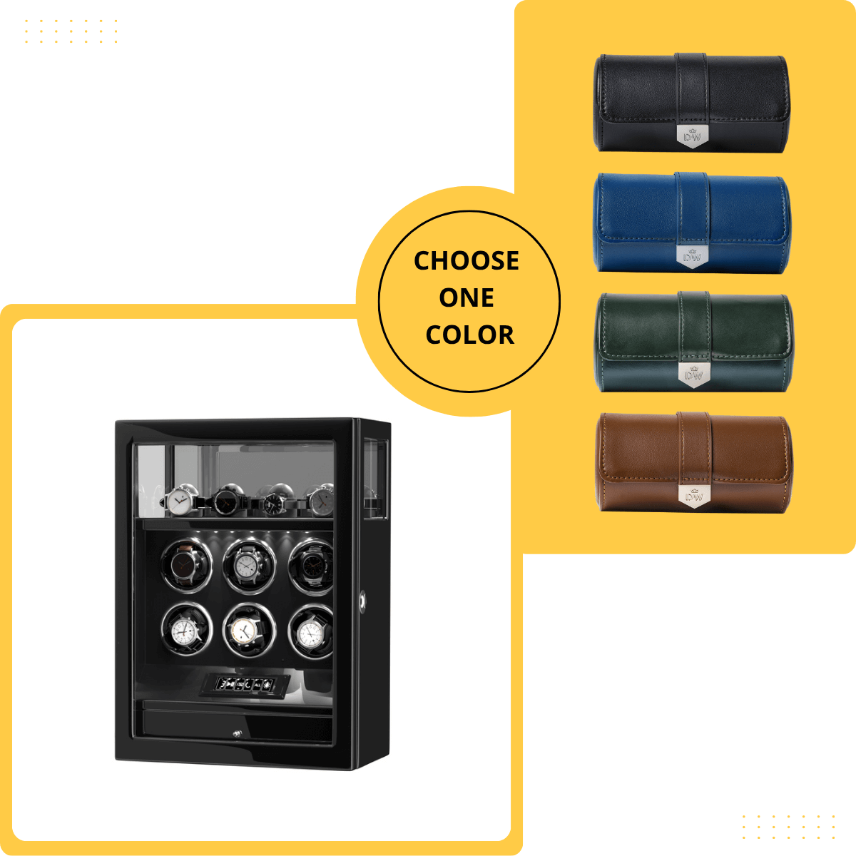 Remontoir 6 + 6 montres avec rangements supplémentaires Aurora Blue Light