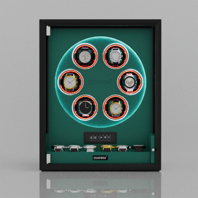 VIRTUOSO – Premium 6 Watch Winder with Fingerprint Lock & Extra Storage - Green