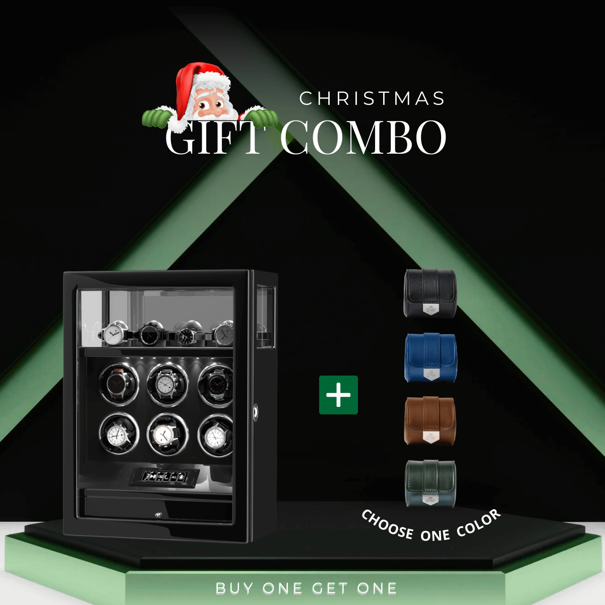 Limited Edition Gift Set: Fingerprint 6 Watch Winder + Vegan Leather Single Wacth Roll