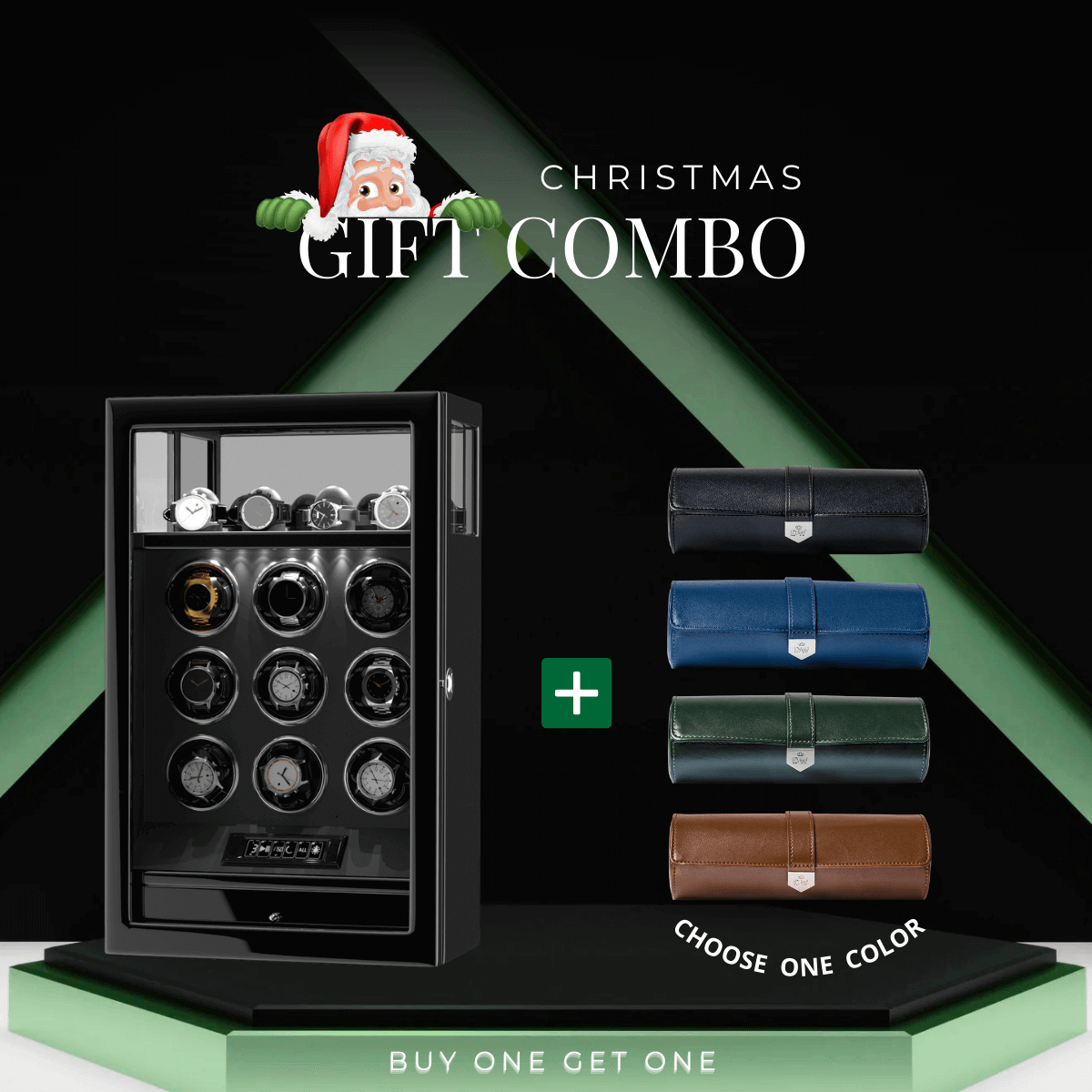 Limited Edition Gift Set: Fingerprint 9 Watch Winder + Vegan Leather Triple Wacth Roll