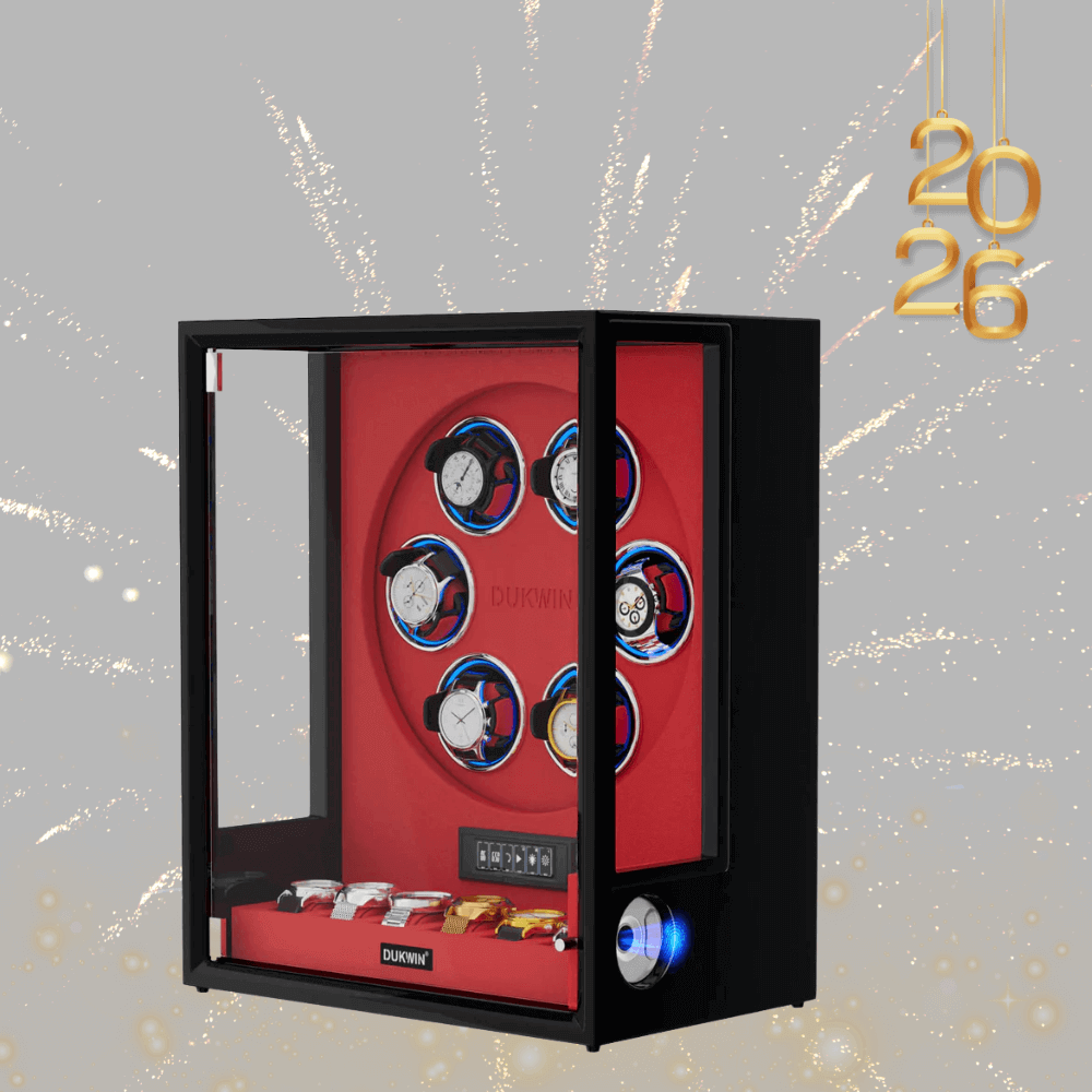 VIRTUOSO – Premium 6 Watch Winder with Fingerprint Lock & Extra Storage - Red