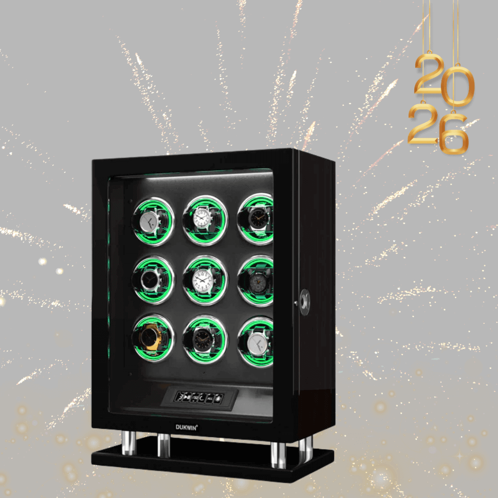 Special Edition- 9 Watch Winder with Upgraded Fingerprint UnLock RGB Light Large Watch Box