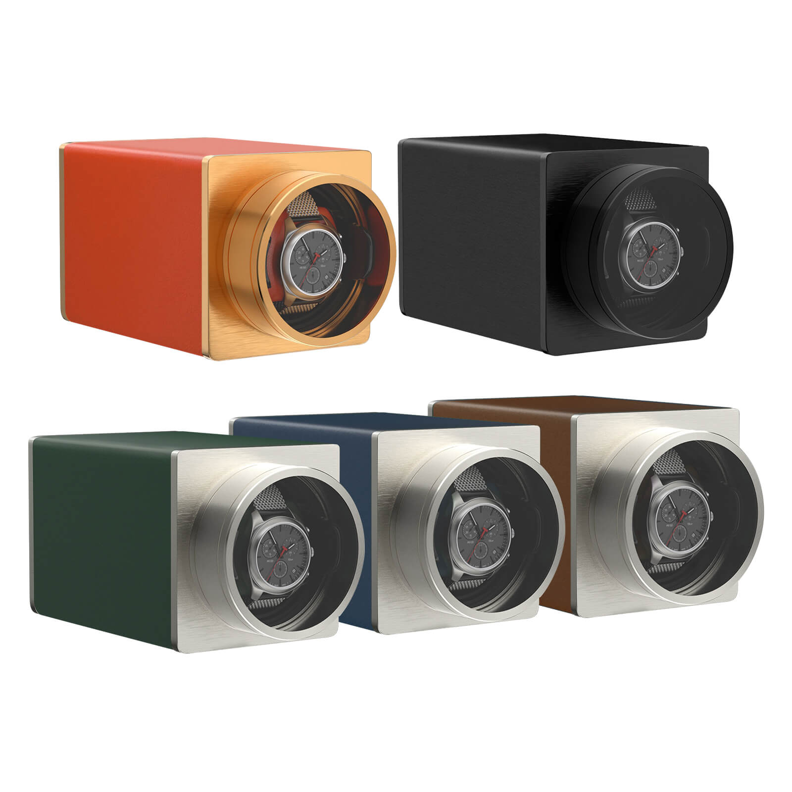 Travel Single Watch Winder Stackable Vegan Leather with Quiet
