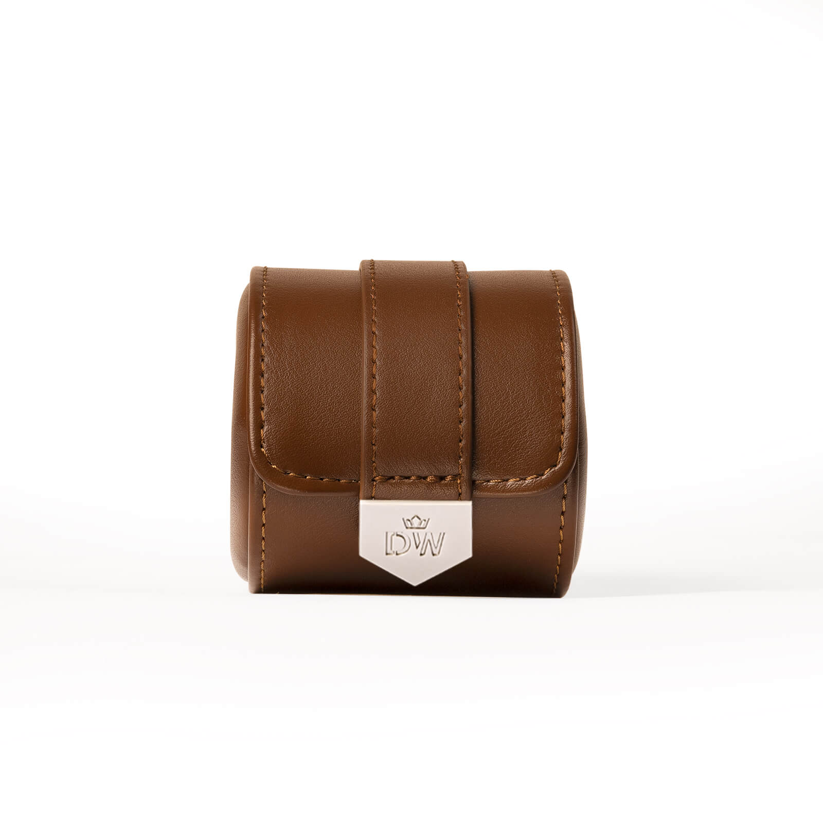 Vegan Leather Single Watch Roll Travel Case - Brown