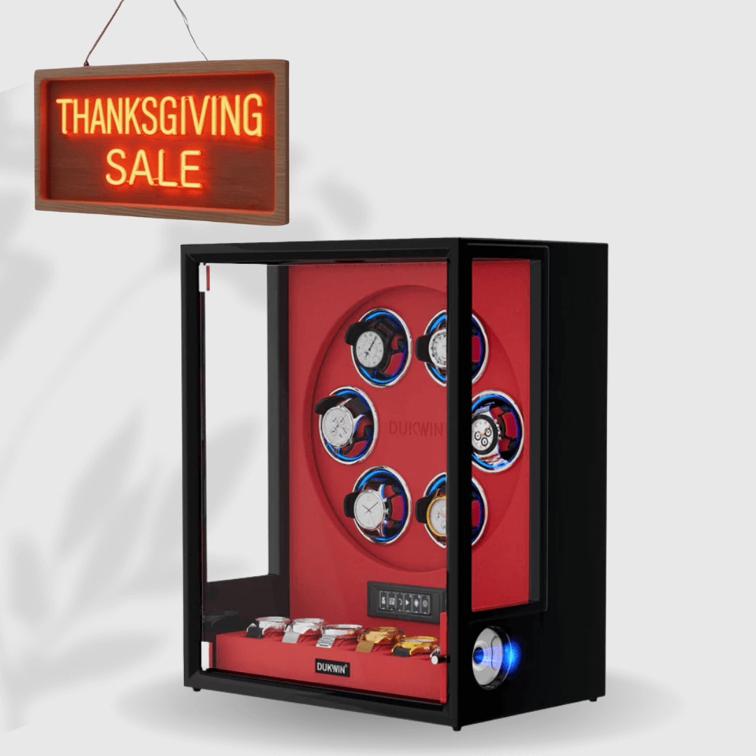 VIRTUOSO – Premium 6 Watch Winder with Fingerprint Lock & Extra Storage - Red