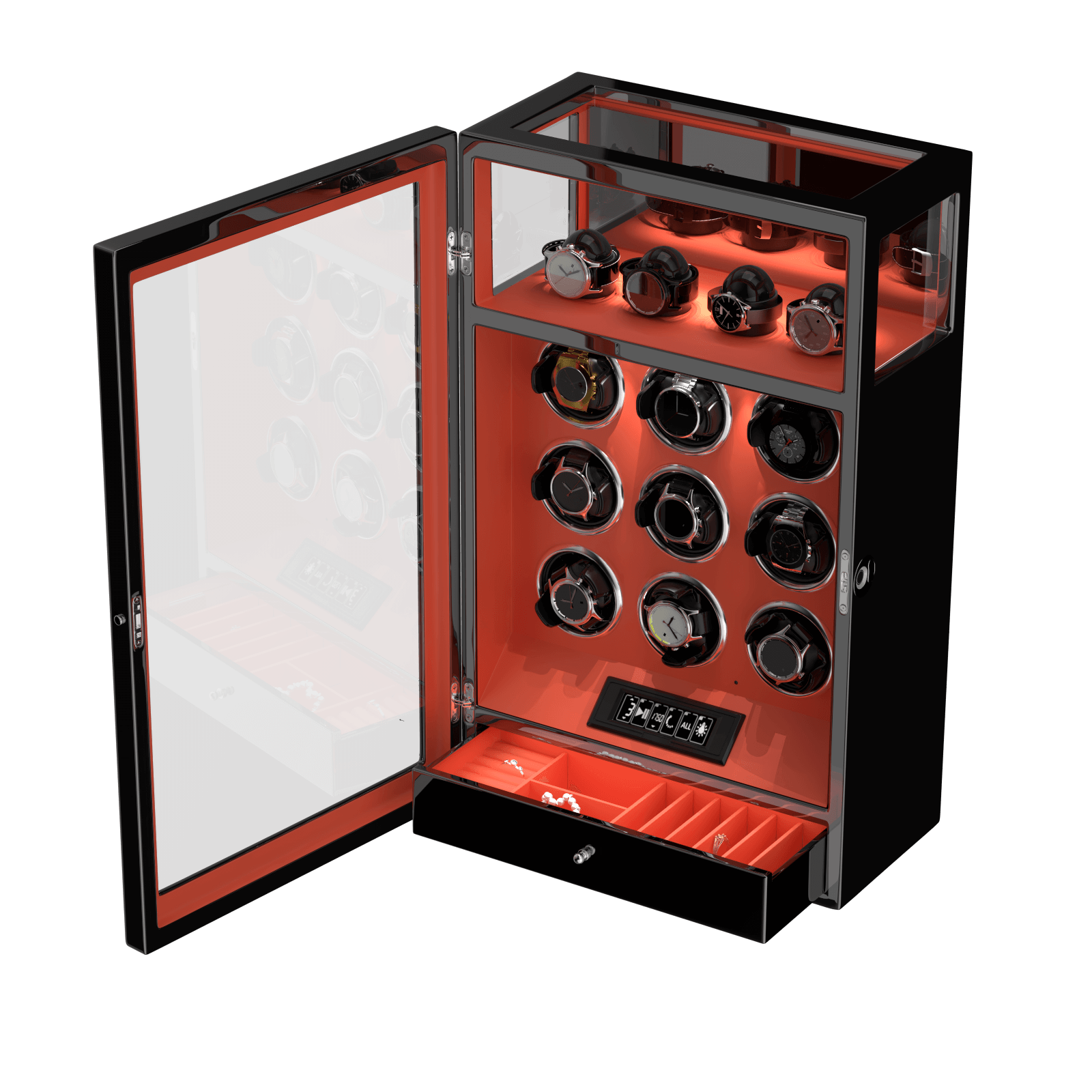 Patented Design Watch Winders with Watch Holder Fingerprint Lock Ultra Quiet Motors