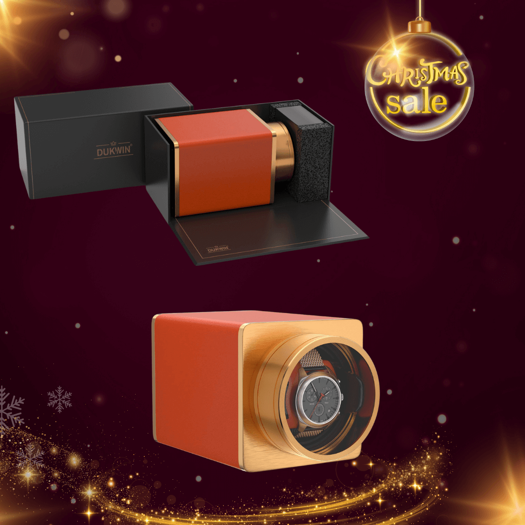 Caricatore singolo per orologi automatici Pelle vegana Motori Mabuchi silenziosi da viaggio - Arancione fiamma