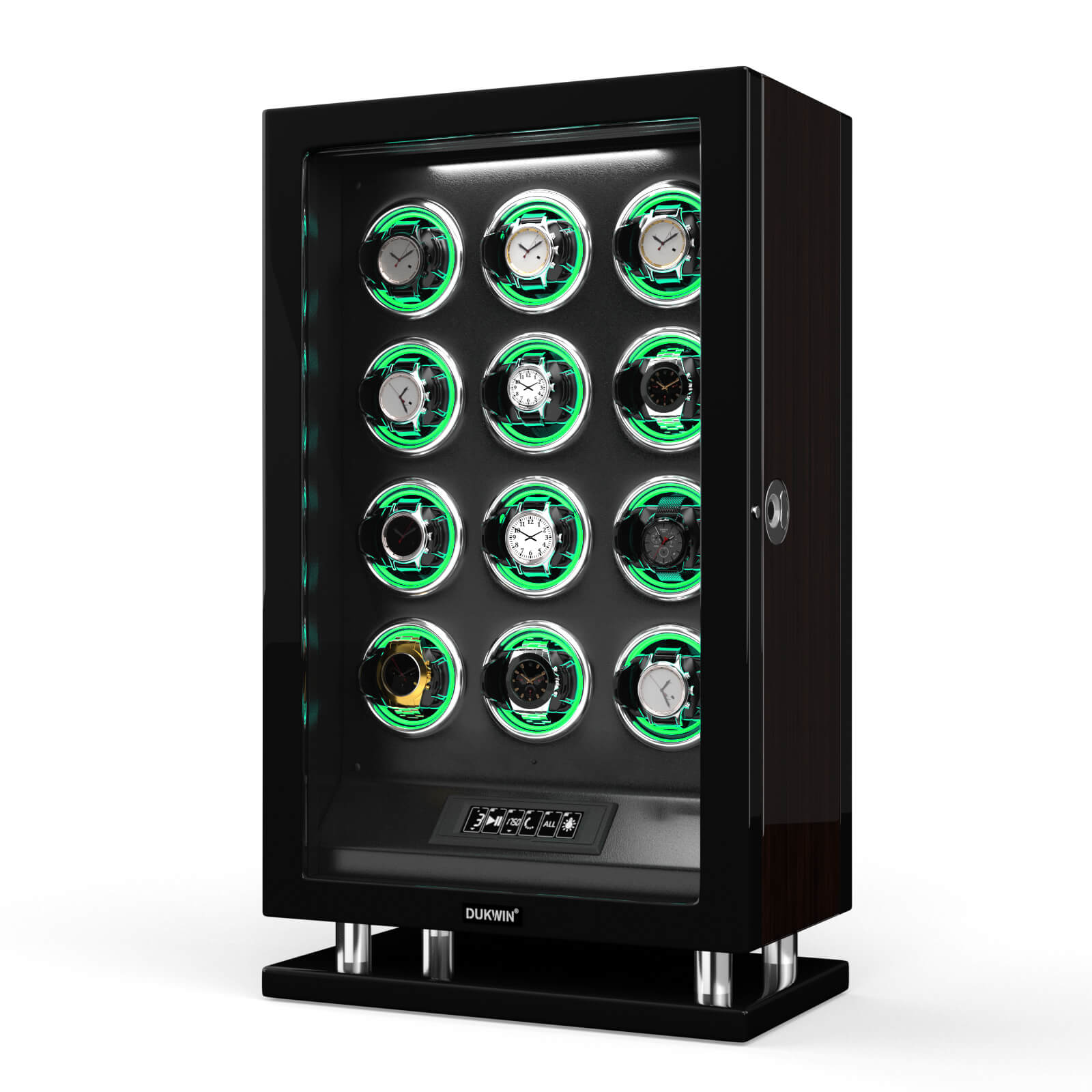 Fingerprint Watch Winder with Variable 300-2300 TPD RGB Light – DUKWIN