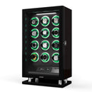 12 Watch Winder with Upgraded Fingerprint Unlock RGB Light LCD Touchscreen Remote Control Large Watch Box