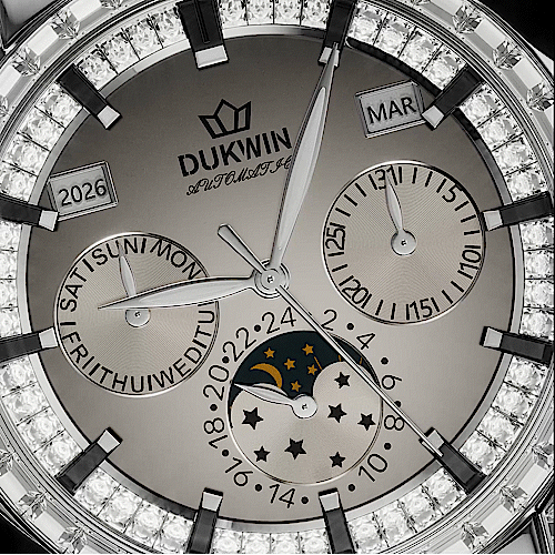 Lunar Dawn - Orologio Automatico Meccanico da Uomo - Vetro Zaffiro, Calendario Completo e 5ATM