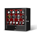 8 Watch Winders with 6 Watches Organizer Case Automatic Rotation - Red