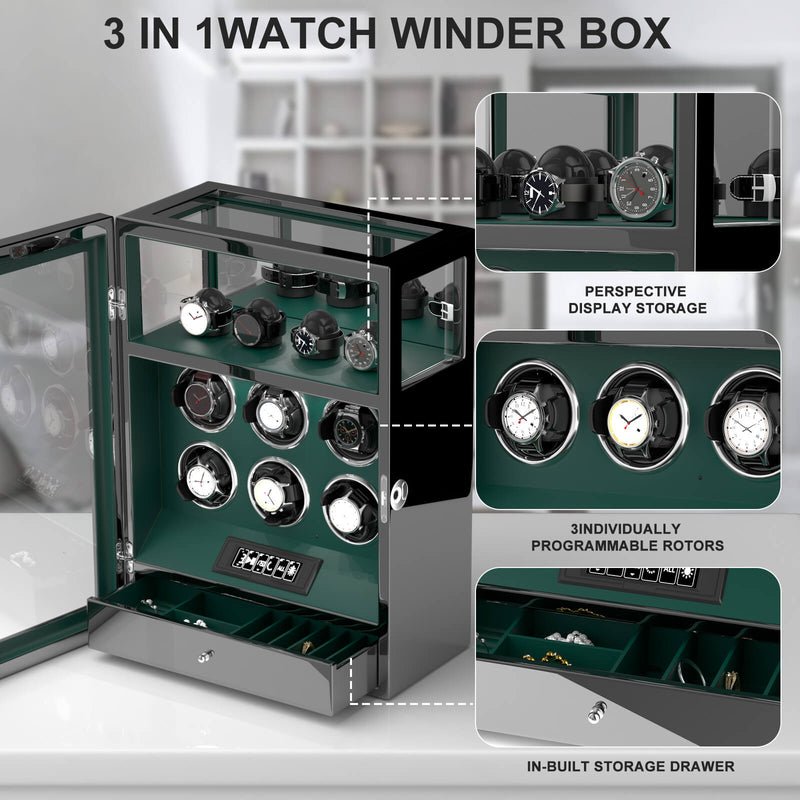 Fingerprint Lock Watch Winders with 4 Watch Holders