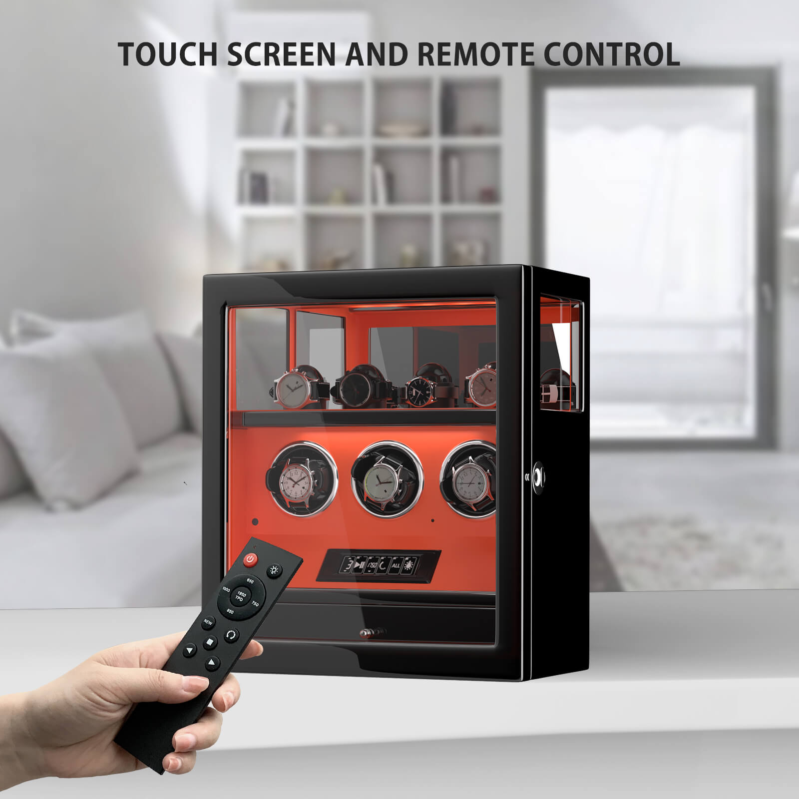 3 Watch Winders with 4 Watch Holders with Fingerprint Lock