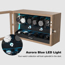 6 + 6 Watch Winder with Extra Storages Aurora Blue Light Quiet Motors - Grain