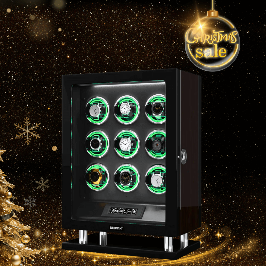 Special Edition- 9 Watch Winder with Upgraded Fingerprint UnLock RGB Light Large Watch Box