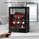 Fingerprint Lock 6 Watch Winders with Extra Watches Storage LCD Remote Control - Red