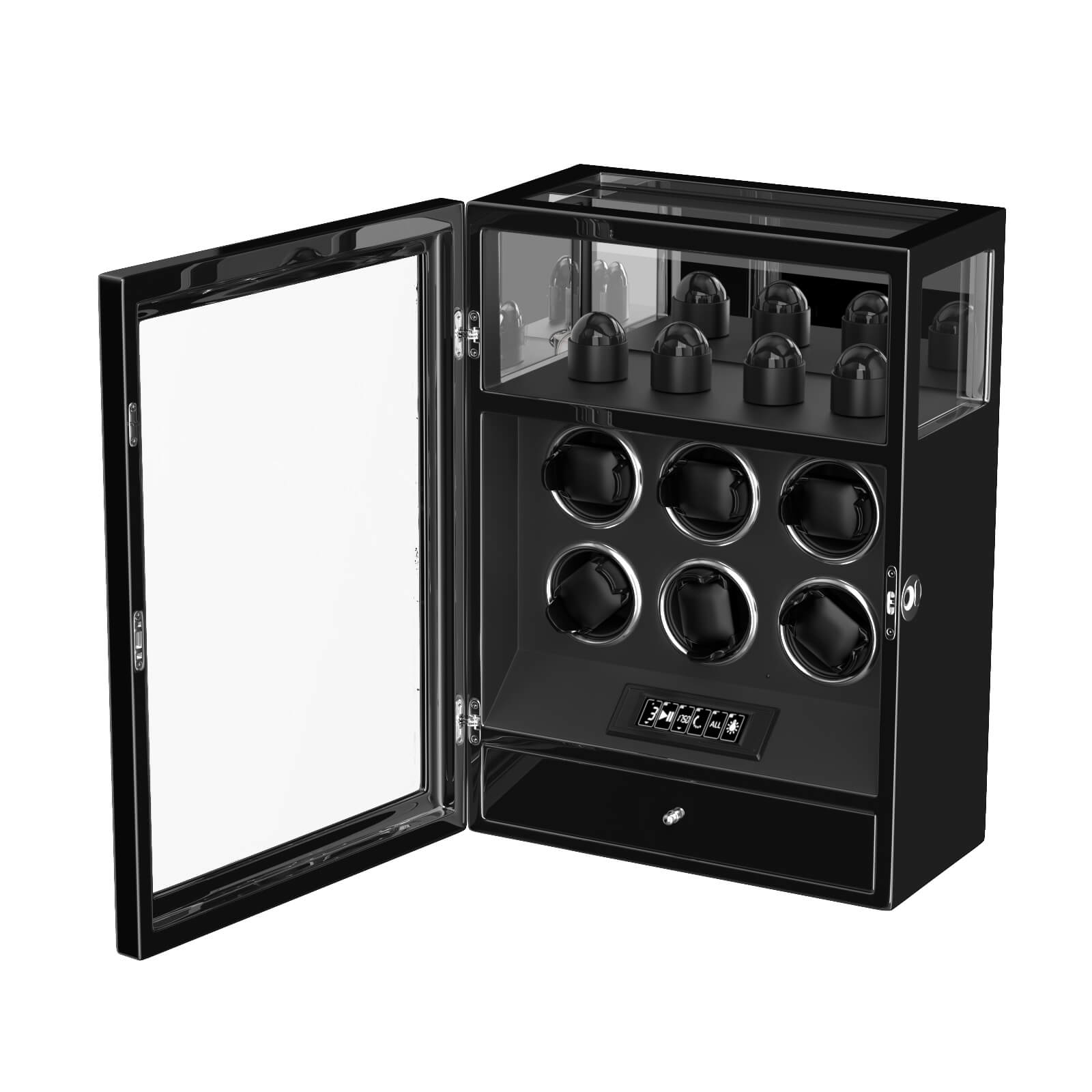 Fingerprint Lock 6 Watch Winders with Extra Watches Storage