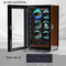 6 Watch Winders with Fingerprint Entry RGB Light LCD Remote Control Quiet Motors - Walnut