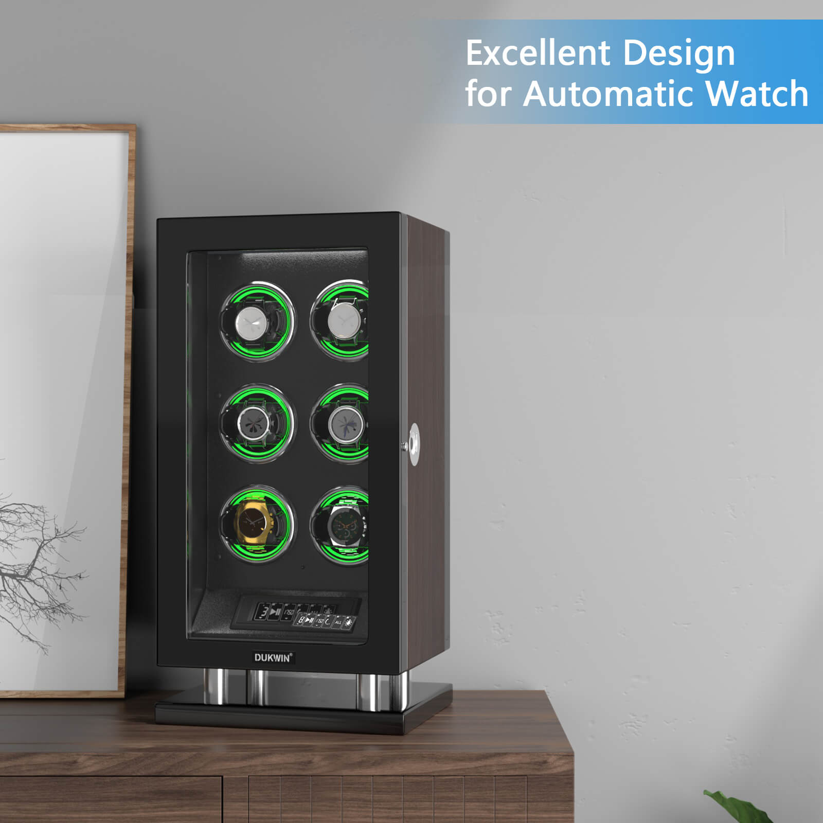 Fingerprint Watch Winder with Variable 300-2300 TPD RGB Light – DUKWIN
