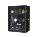 8 + 4 Watch Winder with Extra Storages Aurora Blue Light Quiet Motors - Black
