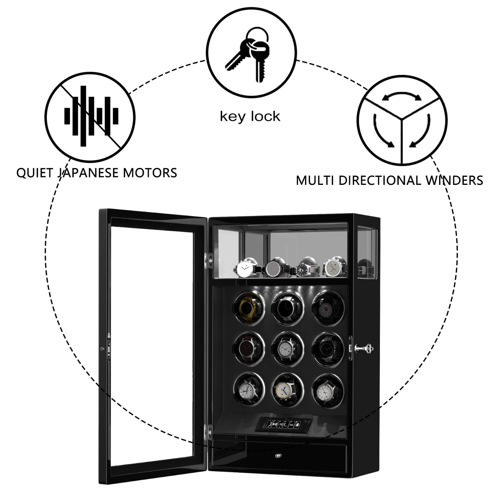 9 caricaorologi con 4 vetrine organizer porta orologi nere