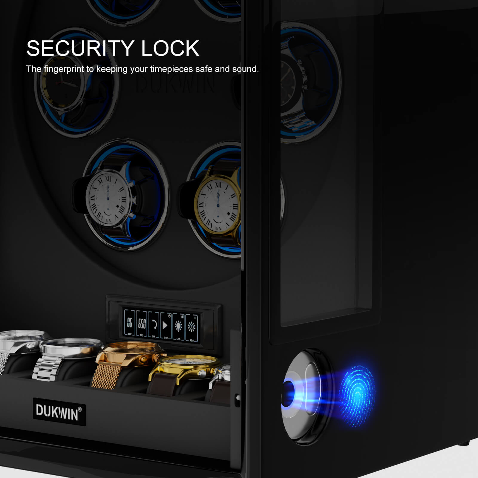 Watch Winder with Fingerprint Unlock RGB Lighting One-of-a-kind